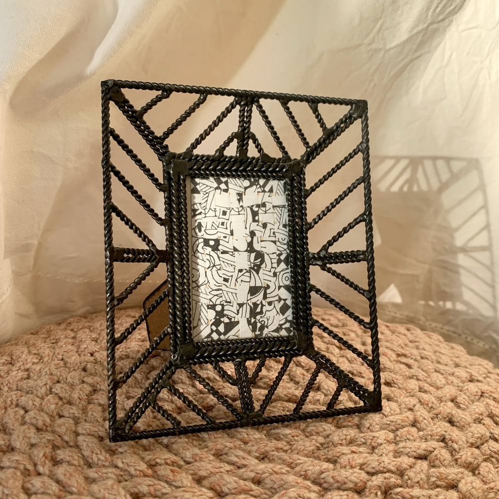 Vintage Teragrafics Twisted Metal Black Frame Folk Art Brutalist Style Photo Art